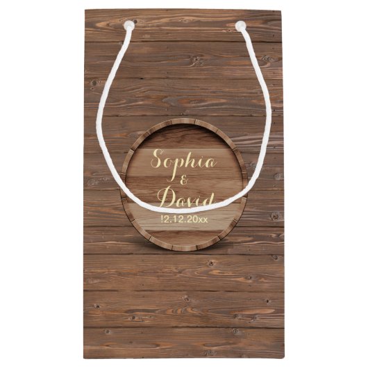 木製素朴バレル結婚のカスタムバッグ スモールペーパーバッグ (裏面)