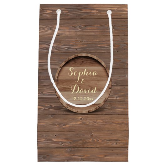 木製素朴バレル結婚のカスタムバッグ スモールペーパーバッグ (正面)