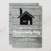 木製素朴バーンチムニー引っ越し祝いパーティー 招待状 (正面/裏面)
