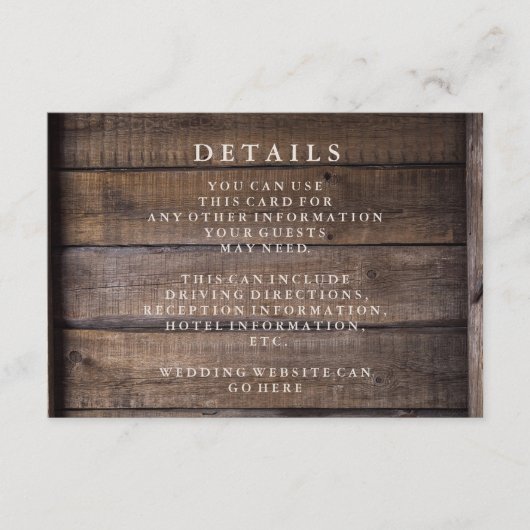 木製素朴パレッ結婚ト詳細 エンクロージャーカード (正面)