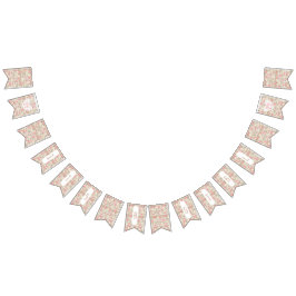 木製素朴ピンクの花ベビーシャワーバナー バンティングフラッグ