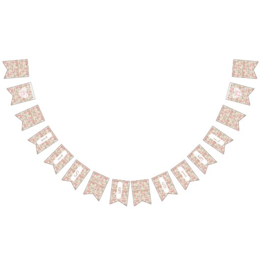 木製素朴ピンクの花ベビーシャワーバナー バンティングフラッグ (全)