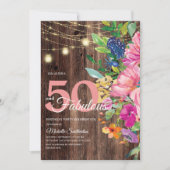 木製素朴ピンクフローラストリングライト50素晴らしい 招待状 (正面)