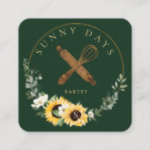 木製素朴ピ転がンイエローヒマワリベーカリー スクエア名刺 (正面)