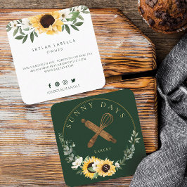 木製素朴ピ転がンイエローヒマワリベーカリー スクエア名刺