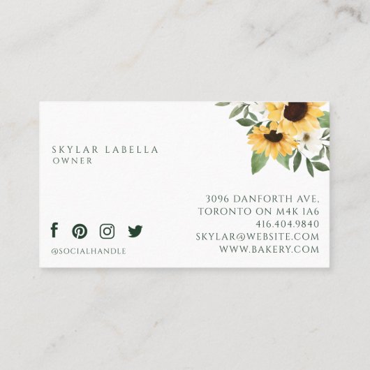 木製素朴ピ転がンイエローヒマワリベーカリー 名刺 (裏面)