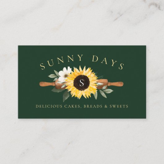 木製素朴ピ転がンイエローヒマワリベーカリー 名刺 (正面)