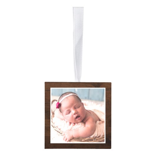 木製素朴フォトコラージュスノー キューブオーナメント (右)