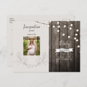 木製素朴フォトニュートラルライトベビーシャワー インビテーションポストカード (正面/裏面)