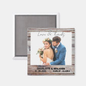 木製素朴フォト結婚式の引き出物 マグネット (正面/裏面)