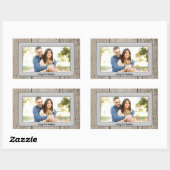 木製素朴フレームあなたの写真 長方形シール (シート)