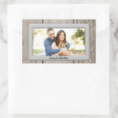 木製素朴フレームあなたの写真 長方形シール (バッグ)