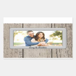 木製素朴フレームあなたの写真 長方形シール