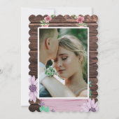 木製素朴フローラの台本と写真結婚の 招待状 (裏面)