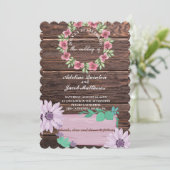木製素朴フローラの台本と写真結婚の 招待状 (スタンド正面)