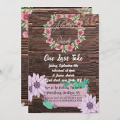 木製素朴フローラの結婚リハーサルのディナーカード 招待状 (正面/裏面)