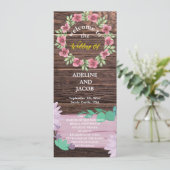 木製素朴フローラスクリプト結婚式 プログラム (スタンド正面)