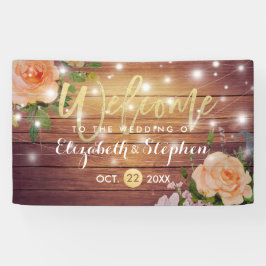 木製素朴フローラストリングラ結婚イトのバナー 横断幕