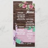 木製素朴フローラス結婚クリプトのメニューカード メニュー (正面/裏面)