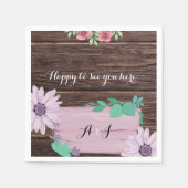 木製素朴フローラモノグラ結婚ムのナプキン スタンダードカクテルナプキン (正面)