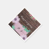 木製素朴フローラモノグラ結婚ムのナプキン スタンダードカクテルナプキン (角)