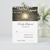 木製素朴フローラランタンライトウェディングRSVP 出欠カード (スタンド正面)
