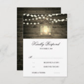 木製素朴フローラランタンライトウェディングRSVP 出欠カード (正面/裏面)