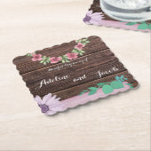 木製素朴フローラ結婚コースター ペーパーコースター (アングル)