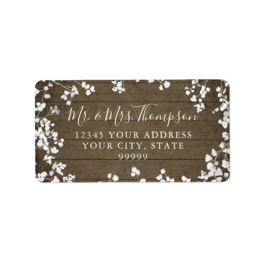 木製素朴ベビーズブレスフローラ差出人住所 ラベル (正面)