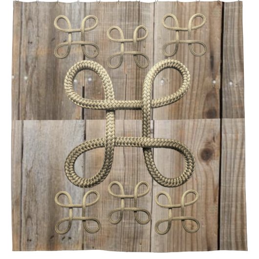 木製素朴ベージュロープシャワーカーテン シャワーカーテン (正面)