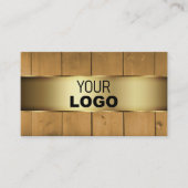 木製素朴ボード木目ロゴ金ゴールド 名刺 (正面)