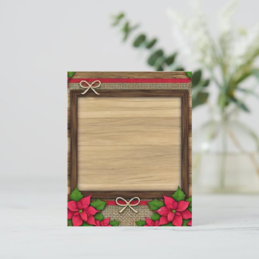 木製素朴ポインセチア枠スクラップブック紙 (スタンド正面)