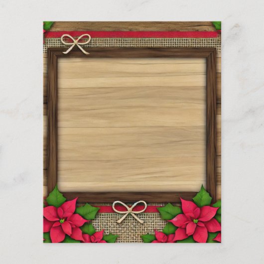 木製素朴ポインセチア枠スクラップブック紙 (正面)