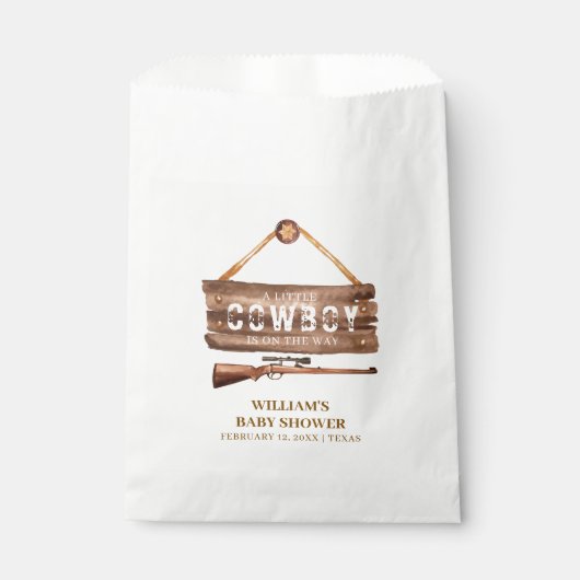木製素朴ワイルドウエストカウボーイガンベイビーシャワー フェイバーバッグ (正面)