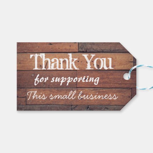 木製素朴有難うパーソナライズされた ギフトタグ (正面(横))