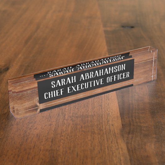 木製素朴木木木目デスク看板プレート デスクネームプレート (側面)