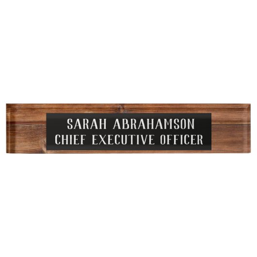 木製素朴木木木目デスク看板プレート デスクネームプレート (正面)