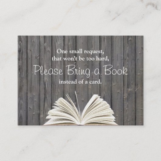 木製素朴本を持って来る赤ちゃんシャワーインサート エンクロージャーカード (正面)