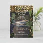 木製素朴樽葡萄バチェロレッテ週末 招待状 (スタンド正面)