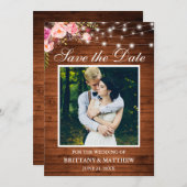 木製素朴水彩ピンクフローラライト セーブザデート (正面/裏面)