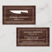 木製素朴白い包丁パーソナルシェフ 名刺 (正面/裏面)