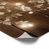 木製素朴白フローラストリングライトへようこそ ポスター (角)