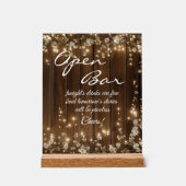 木製素朴白フローラストリングライトオープンバー アクリルサイン (正面)