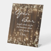 木製素朴白フローラストリングライトオープンバー 台座サイン (正面)