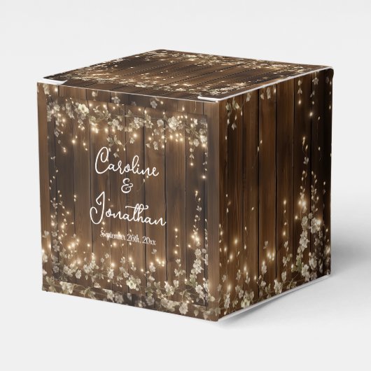 木製素朴白フローラストリングラ結婚イト フェイバーボックス (正面サイド)