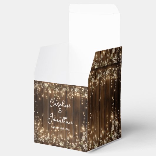 木製素朴白フローラストリングラ結婚イト フェイバーボックス (オープン)