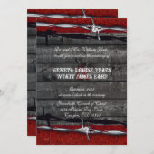 木製素朴皮張りワイヤーカウボー結婚イズ 招待状 (正面/裏面)