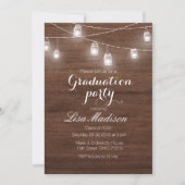 木製素朴紐ライト卒業パーティーカード 招待状 (正面)