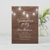 木製素朴紐ライト卒業パーティーカード 招待状 (スタンド正面)