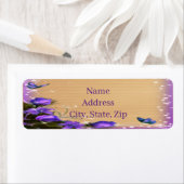 木製素朴紫フローラ蝶アドレス ラベル (インサイチュ)